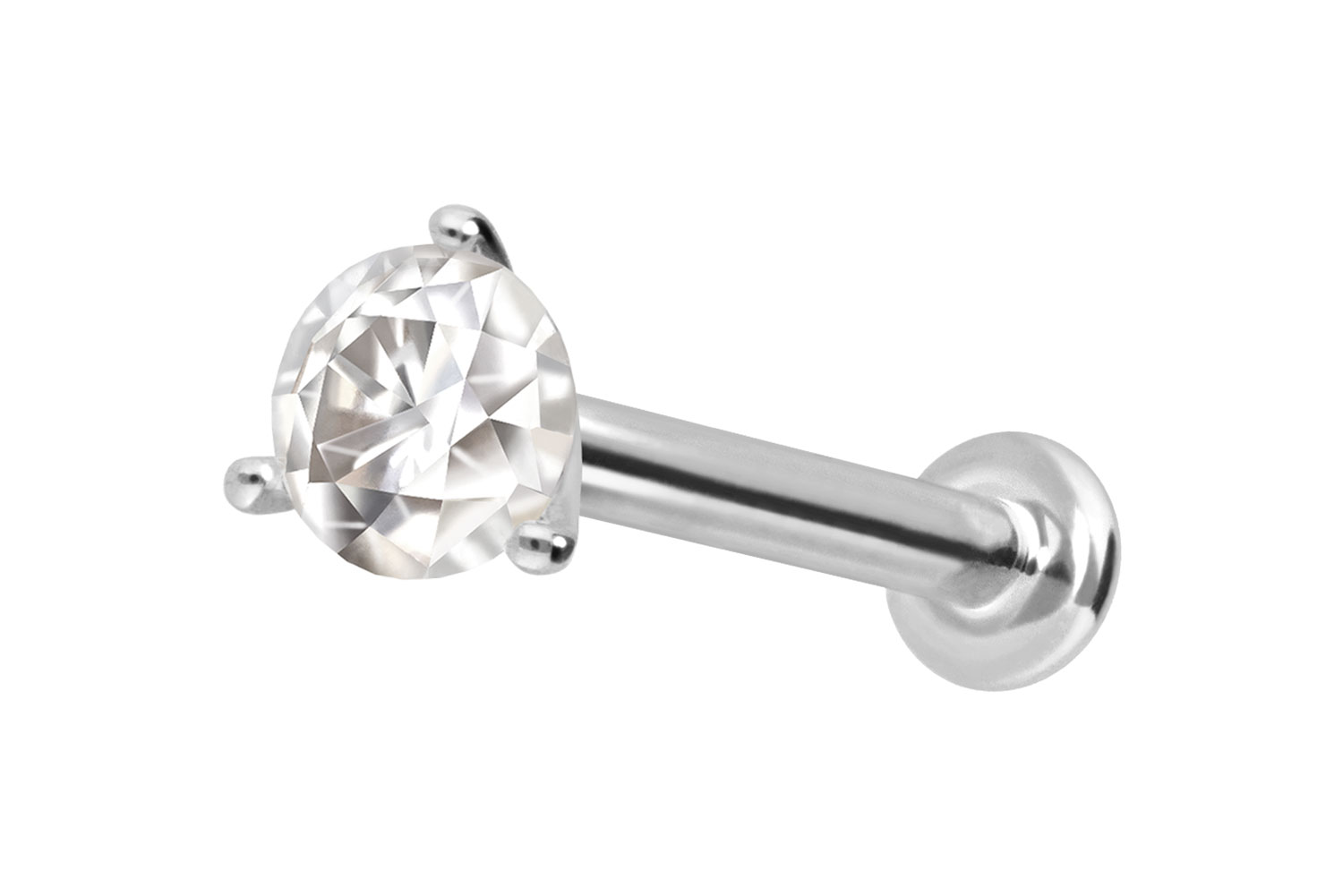 14 Karat Gold Labret Piercing mit Innengewinde MOISSANIT